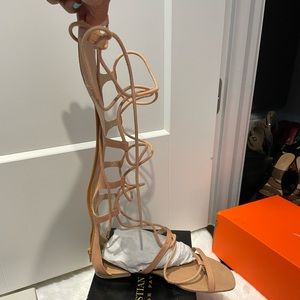 Selena Tall gladiator flats, nude, 6.5
